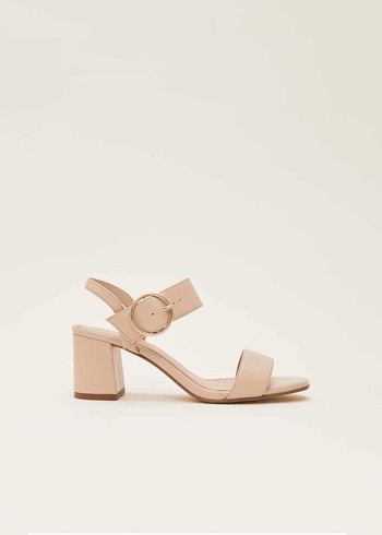 Phase Eight Leather Buckle Flats Cream Canada | SBCPGZ-316